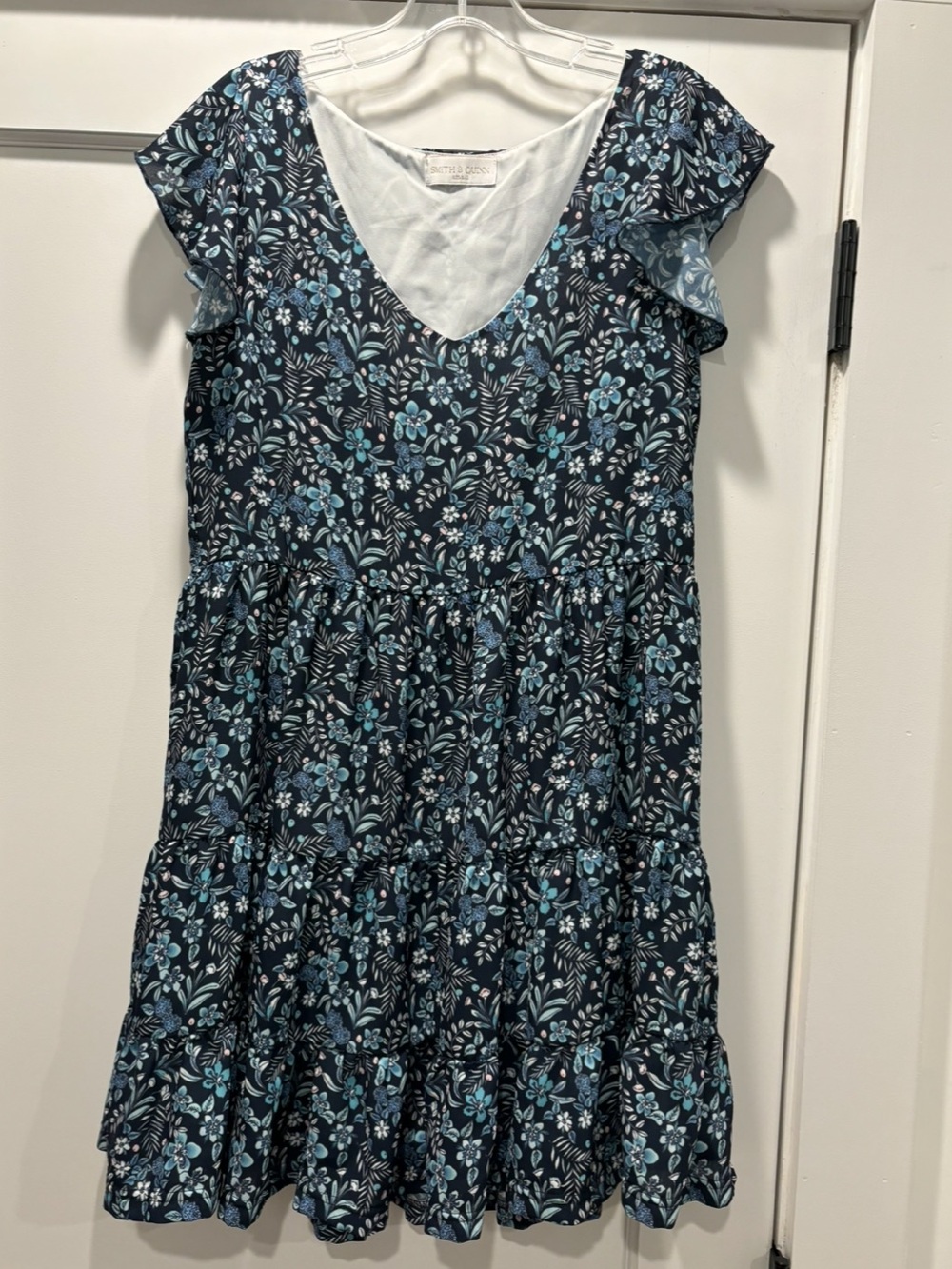 Smith & Quinn Delaney Flutter Sleeve Mini Dress Navy White Floral Women S Preppy